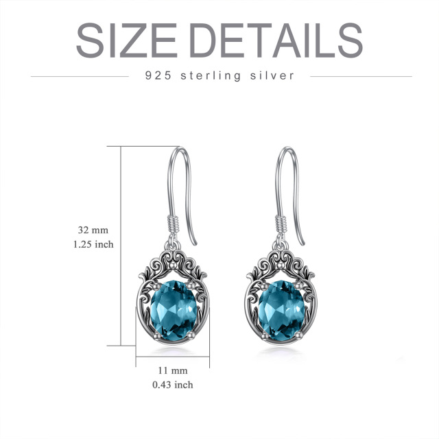 Sterling Silver Oval Shaped Topaz Filament Drop Earrings-5