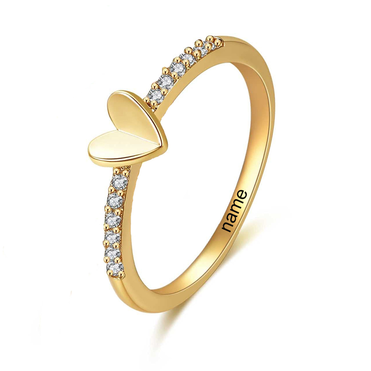 10K Gold Heart Shaped Diamond Heart Ring-1