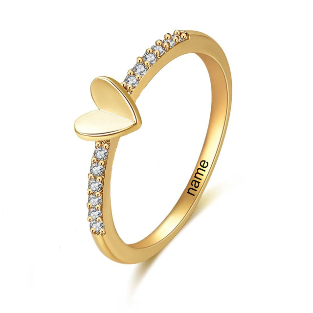 Anel de diamante em forma de coração em ouro de 10K-0