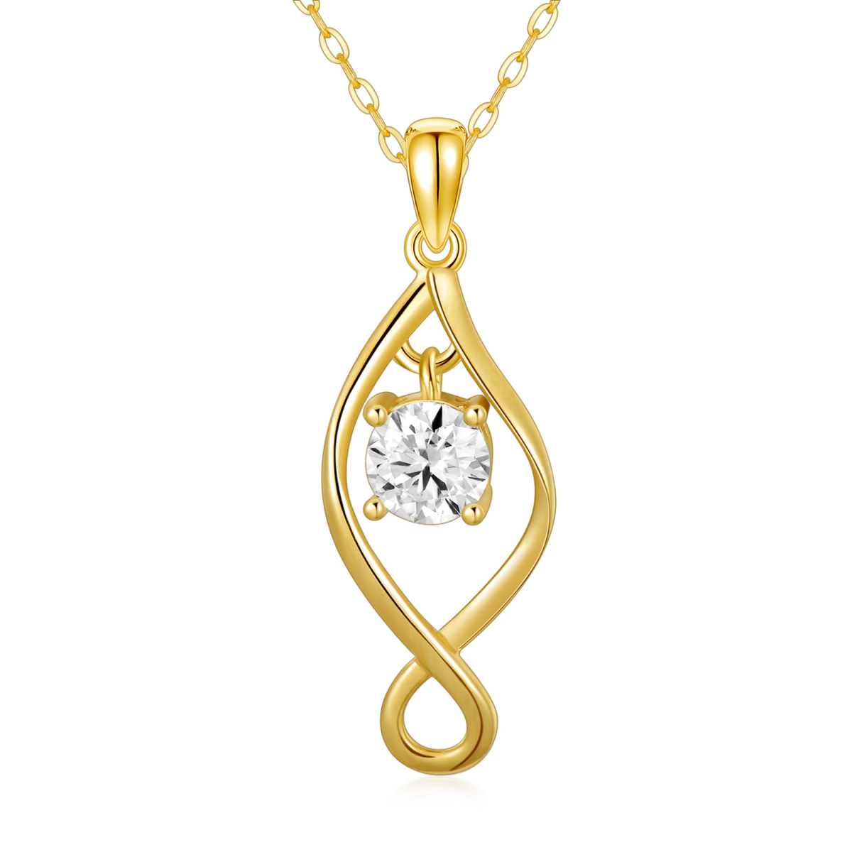 Collier pendentif symbole infini en or 14K Moissanite de forme circulaire-1