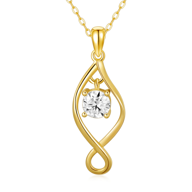 Collar colgante de oro de 14 quilates con forma circular y símbolo infinito de moissanita-0
