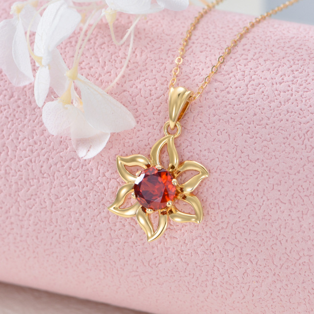 Collier en or 14K avec pendentif fleurs sauvages en zircon cubique-2