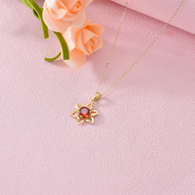 Collier en or 14K avec pendentif fleurs sauvages en zircon cubique-3