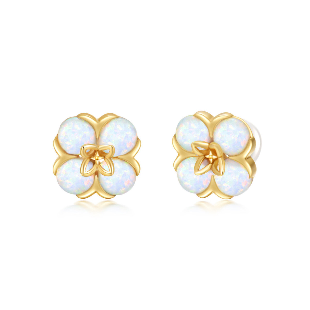 Boucles d'oreilles en or 14K Opale Fleur de Pêche-1