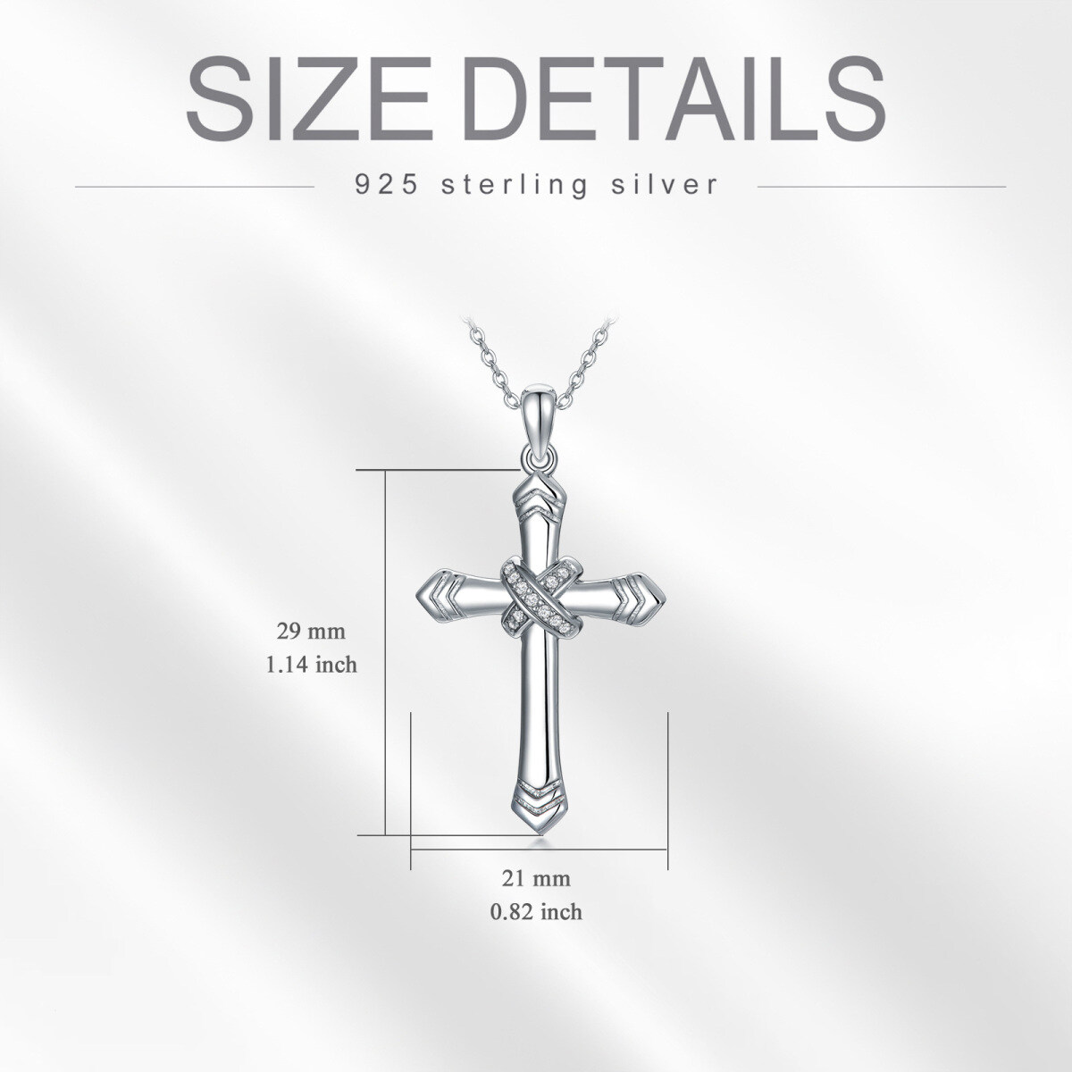 Sterling Silber Cubic Zirkonia Kreuz Anhänger Halskette-5