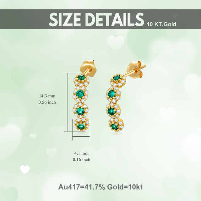 10K Gold Circular Shaped Cubic Zirconia Wildflowers Stud Earrings-3