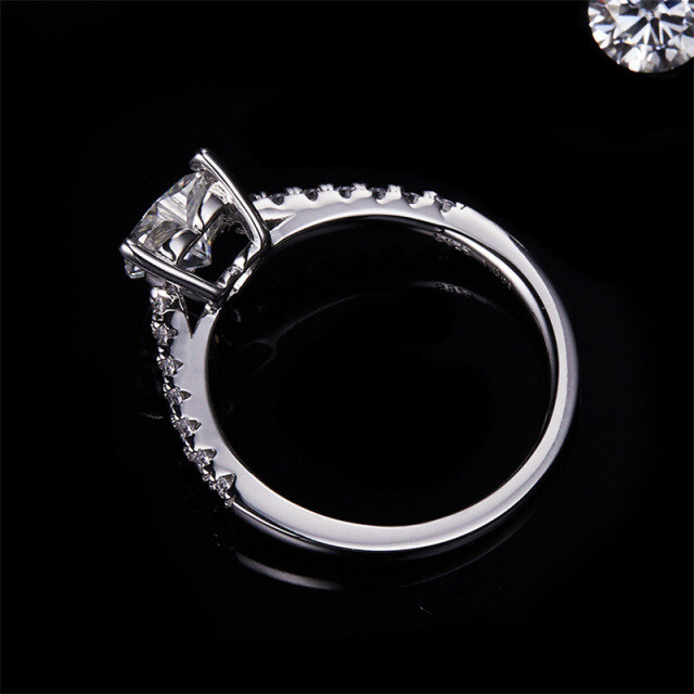 10K White Gold Heart Shaped Moissanite Couple Engagement Ring-4