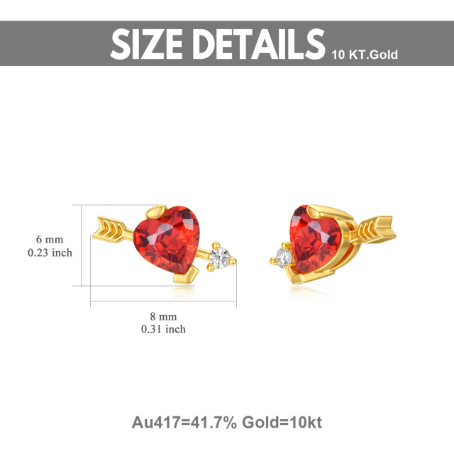 10K Gold Moissanite Heart Stud Earrings-5