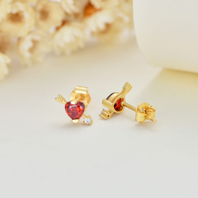 10K Gold Moissanite Heart Stud Earrings-4