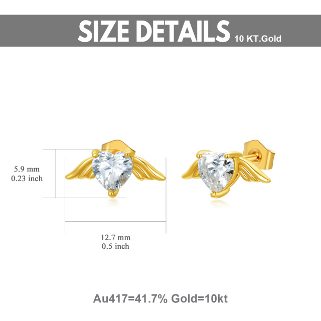 10K Gold Moissanite Angel Wing Stud Earrings-2