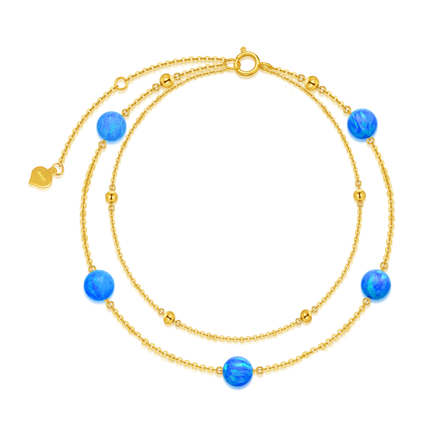 Cadeau de bracelet de cheville en couches d'opale en or 14 carats pour les femmes, les copines et les filles-0