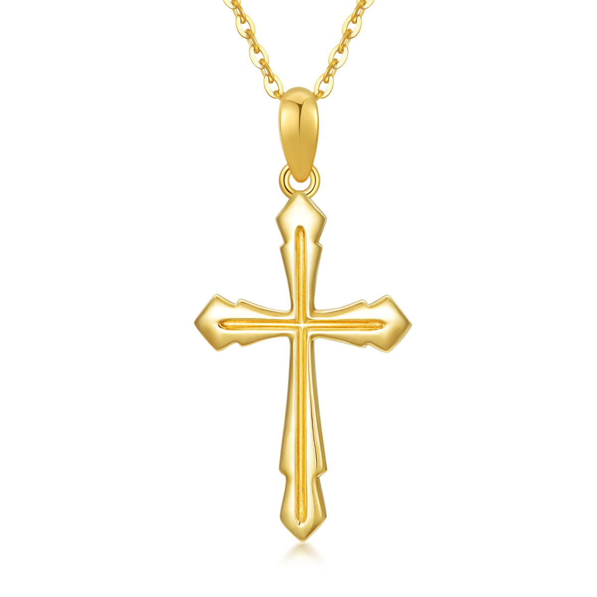 9K Gold Cross Pendant Necklace-1