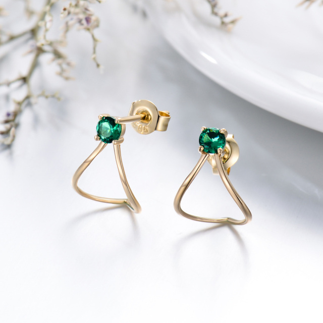 Boucles d'oreilles en or 14K à zircon cubique-3