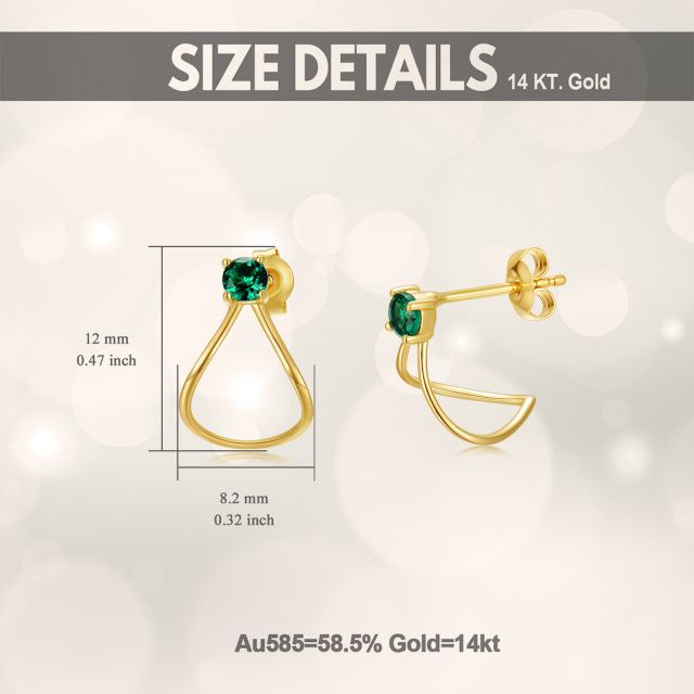 14K Gold Cubic Zirconia Stud Earrings-5