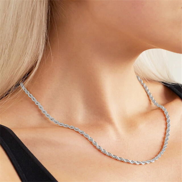 Sterling Silver Rope Chain Necklace-1