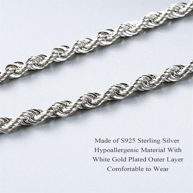 Sterling Silver Rope Chain Necklace-5