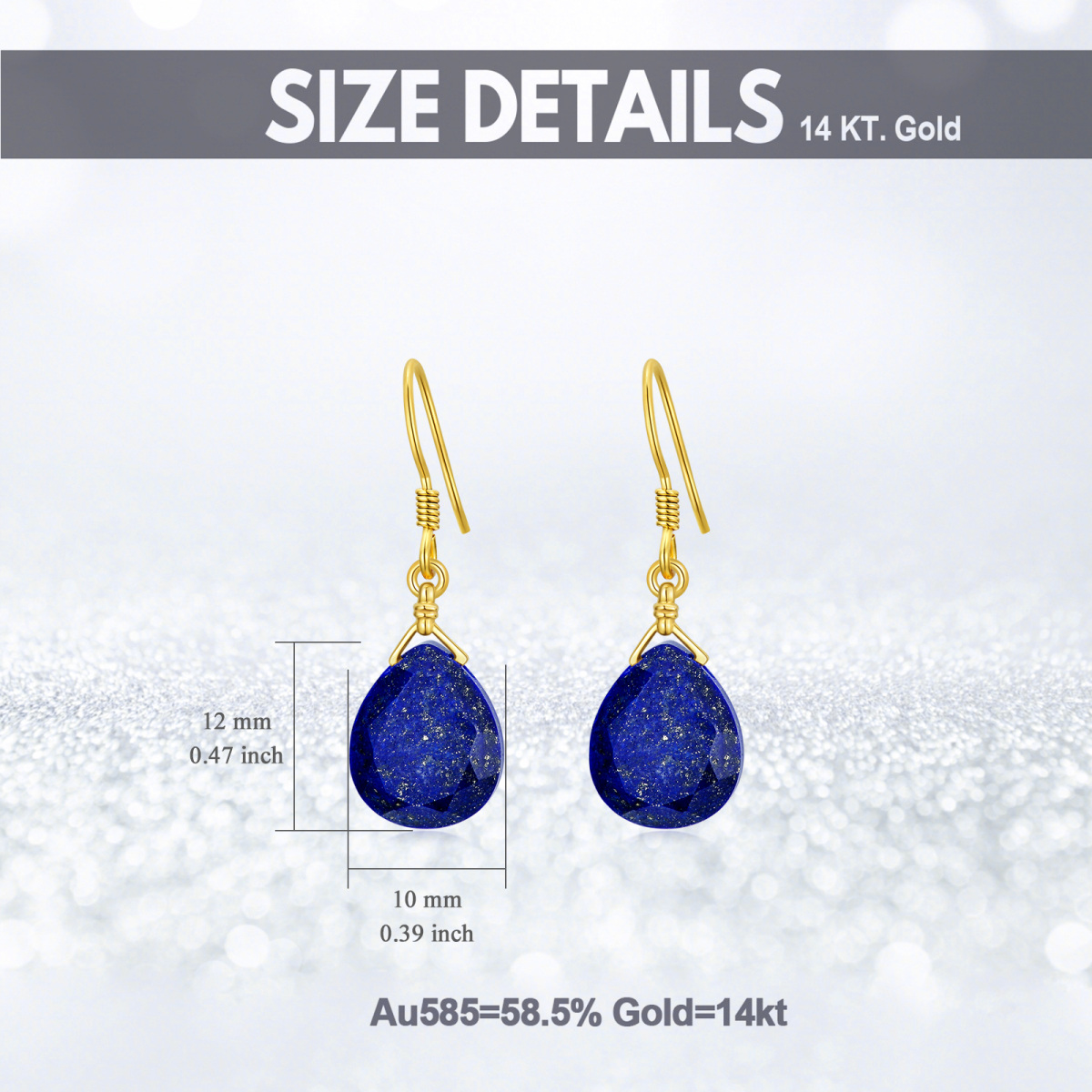 14K Gold Lapis Lazuli Drop Shape Drop Earrings-5