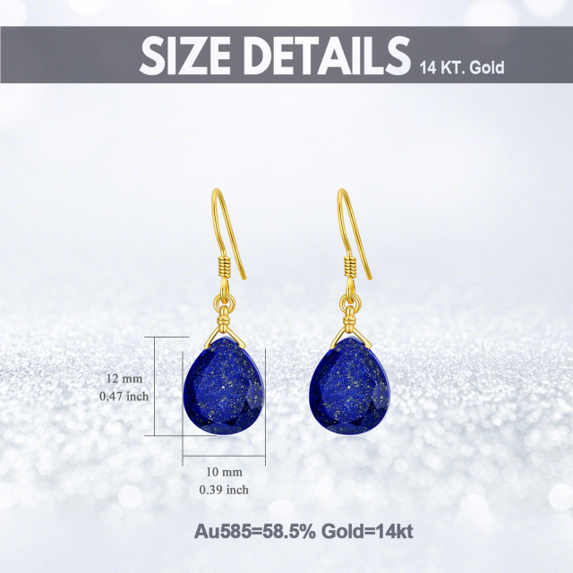 Boucles d'oreilles pendantes en or massif 14 carats pour femme, aigue-marine naturelle à facettes en forme de larme bleue-4