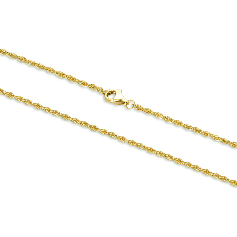 Collar de cadena de cuerda de oro de 14 quilates