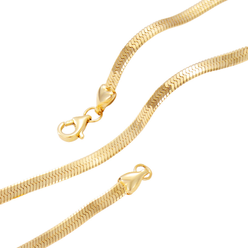 Collar de cadena de serpiente chapado en oro amarillo de 18 quilates