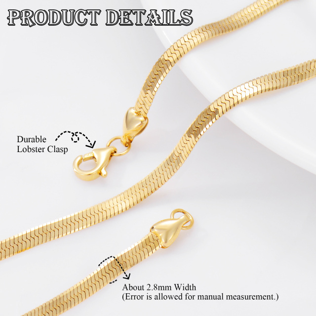 Collar de cadena de serpiente chapado en oro amarillo de 18 quilates-2