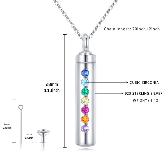 Sterling Silver Zircon Chakras Urn Necklace for Ashes-5