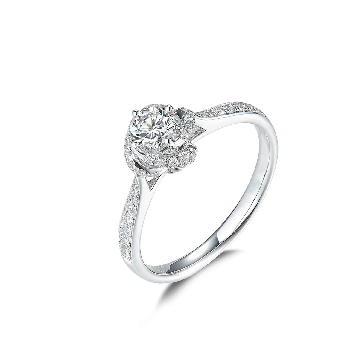 Sterling Silver Round Moissanite Engagement Ring-1
