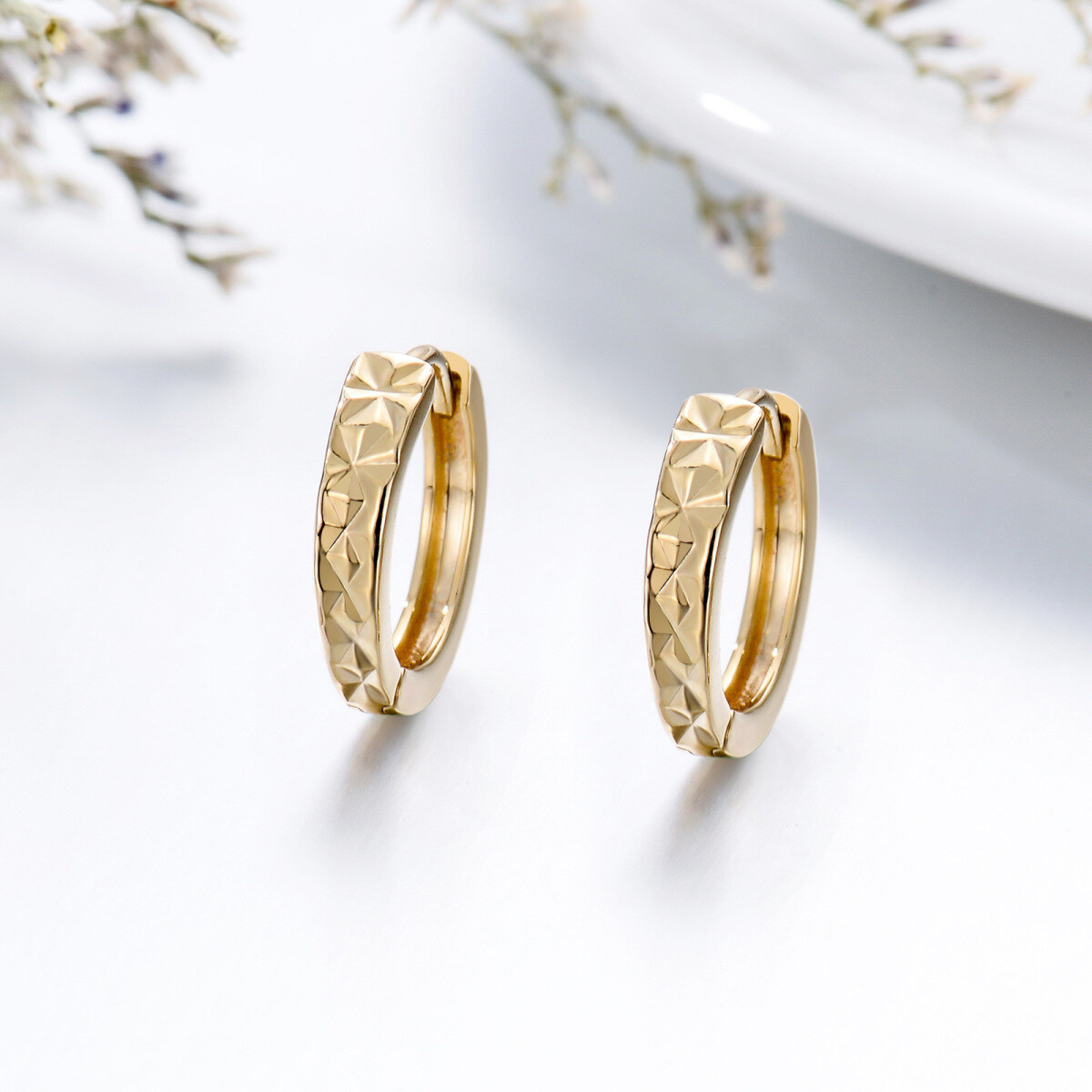 14K Gold Sisters Hoop Earrings-4