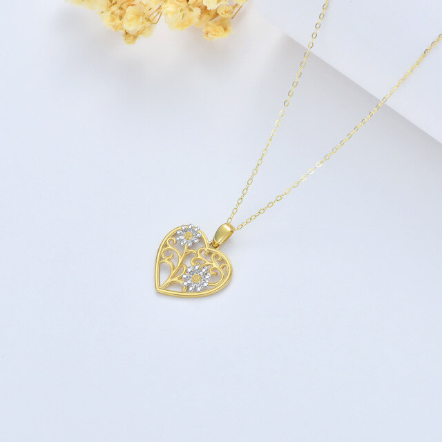 Colar com pingente de casal em ouro branco e ouro amarelo 14K-2