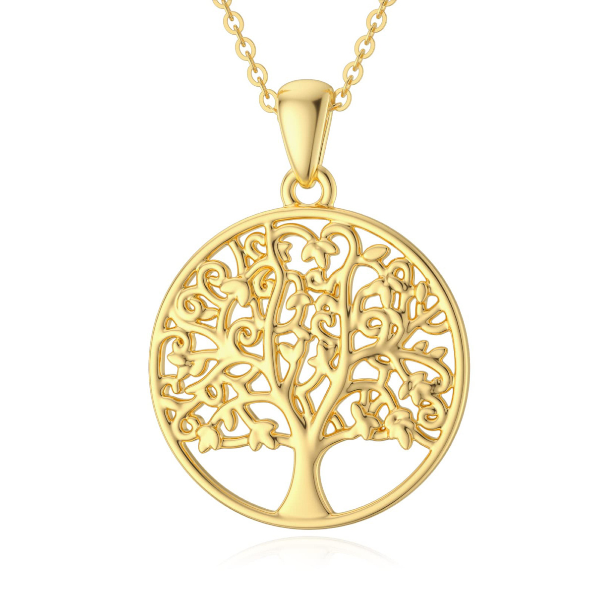 14K Gold Baum des Lebens Anhänger Halskette-1