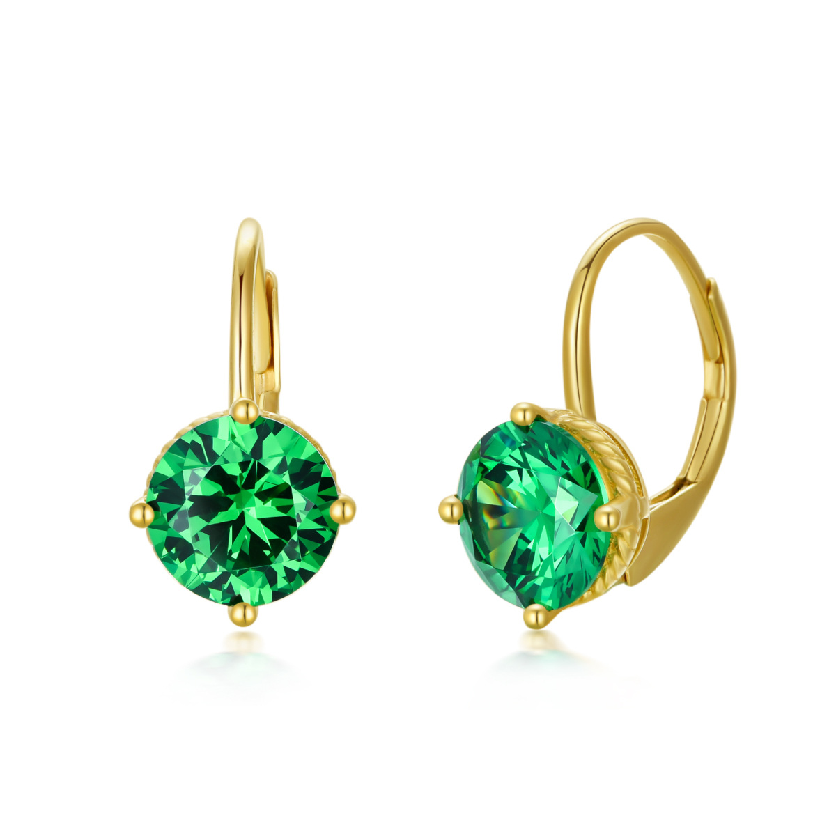 10K Gold Cubic Zirconia Drop Earrings-1