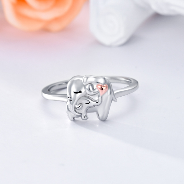 Sterling Silver Elephant & Mother Ring-2