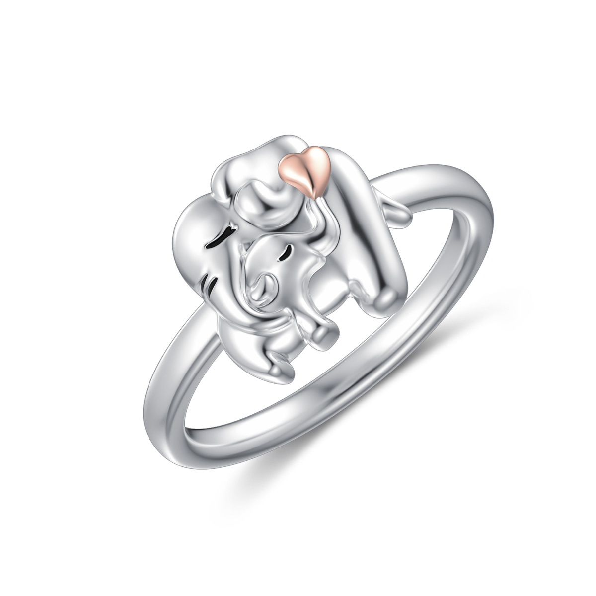 Sterling Silver Elephant & Mother Ring-1