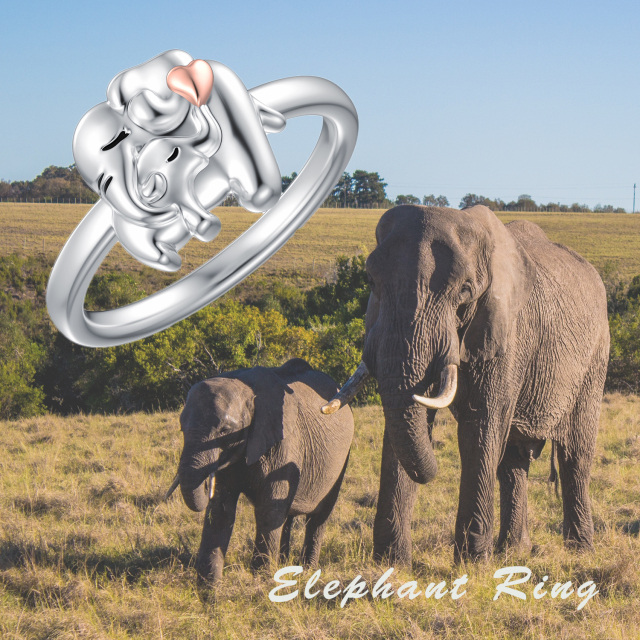Anel Mãe Elefante em Prata Esterlina-5