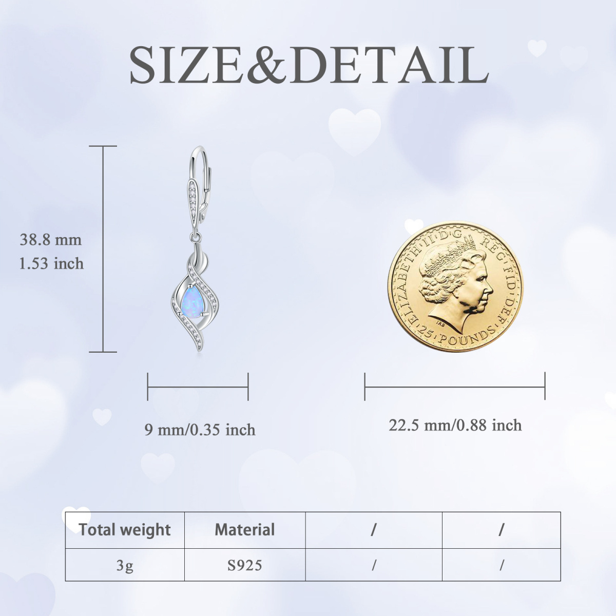 Sterling Silver Opal Drop Shape & Infinity Symbol Lever-back Earrings-6