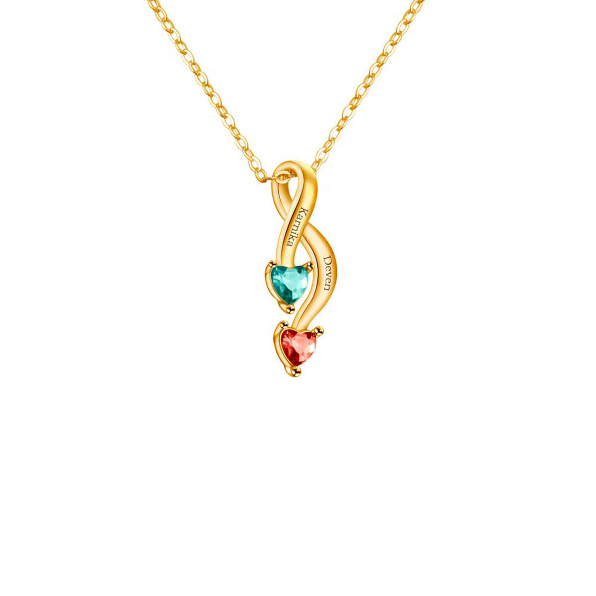 10K Gold Cubic Zirconia Personalized Birthstone Pendant Necklace-1