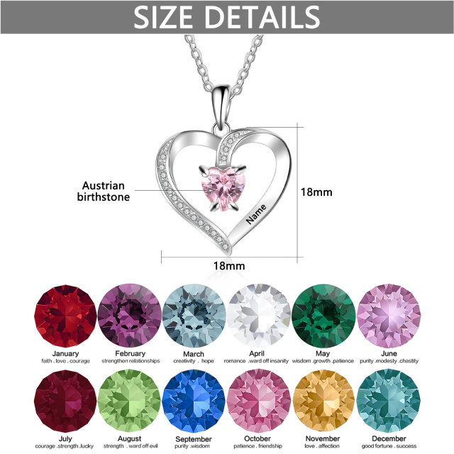 10K Gold Heart Zircon Birthstone Pendant Necklace-4