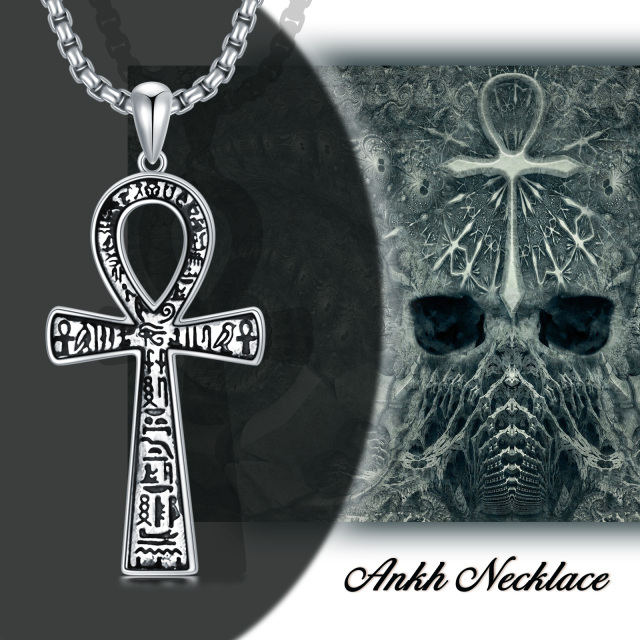 Collana con pendente a croce in argento sterling da uomo-6