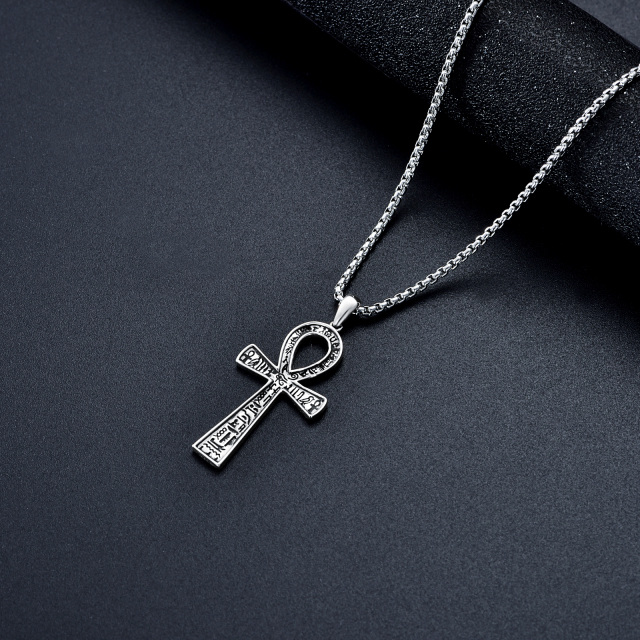 Collier en argent sterling avec pendentif en forme de croix pour hommes-4