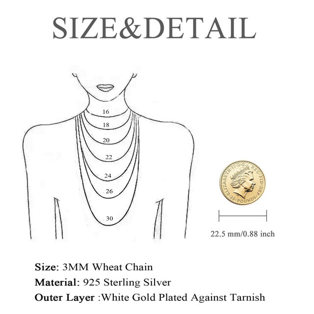 Sterling Silber Weizen Kette Halskette für Männer-4