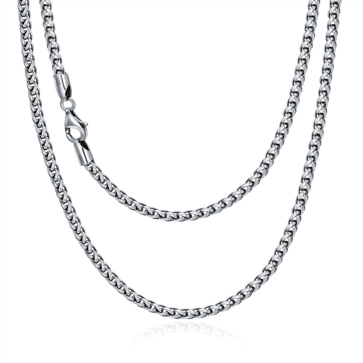 Sterling Silber Weizen Kette Halskette für Männer-1