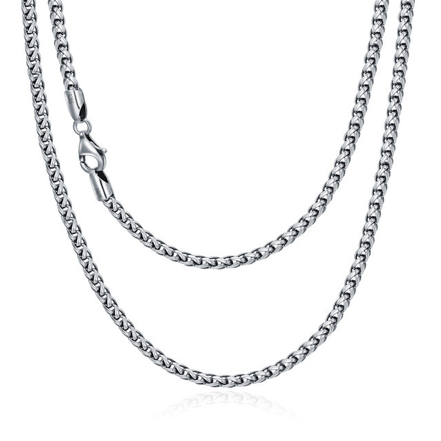 Sterling Silver Wheat Chain Necklace for Men-0