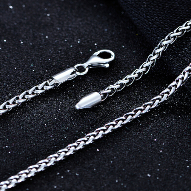 Sterling Silber Weizen Kette Halskette für Männer-3