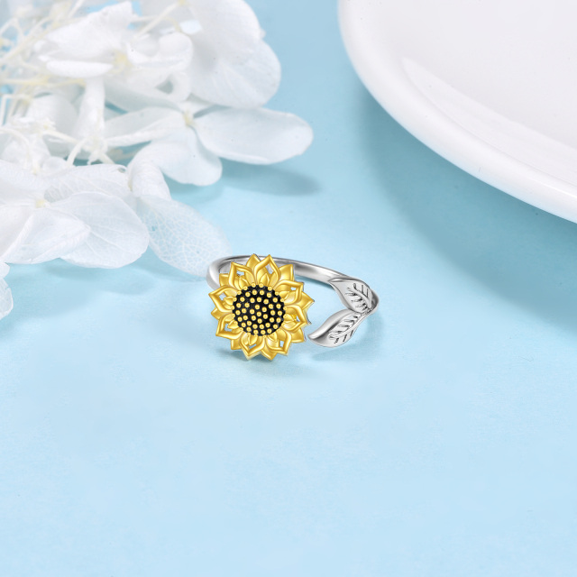 Anillo girasol de plata de ley-2