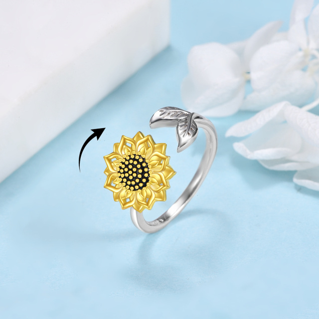 Sterling Silver Sunflower Spinner Ring-3