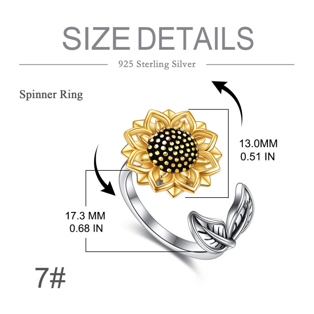 Sterling Silver Sunflower Spinner Ring-4