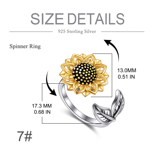 Anillo girasol de plata de ley-4