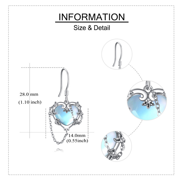 Witches Heart Moonstone Earrings 925 Sterling Silver Jewelry for Women-4