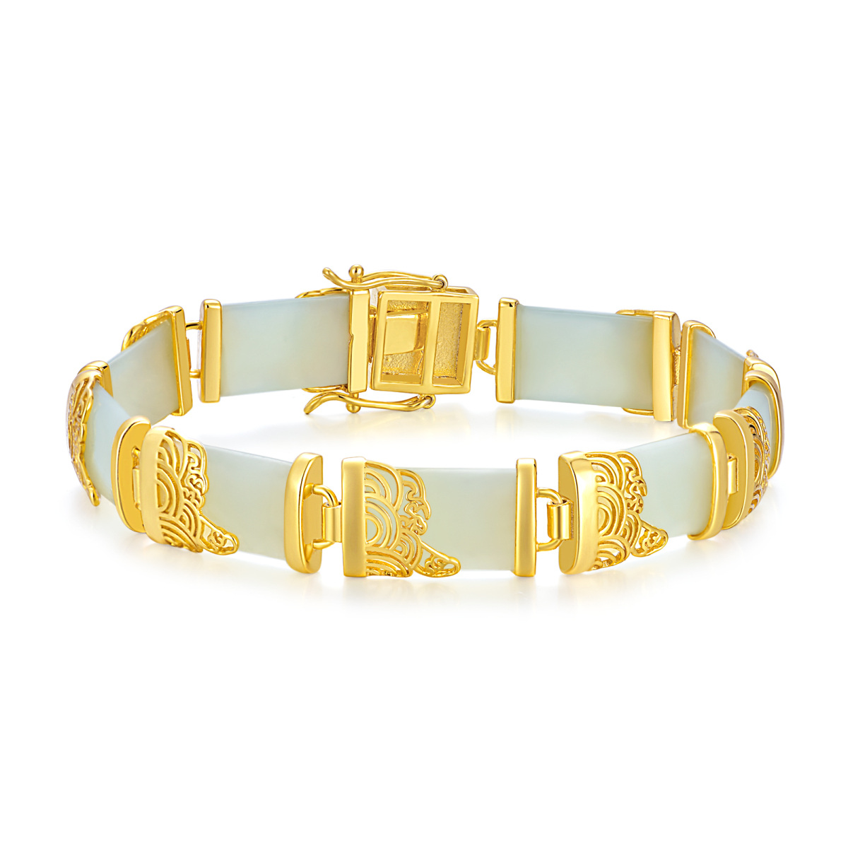 Bracelet en argent sterling avec pendentif nuage de jade plaqué or jaune-1