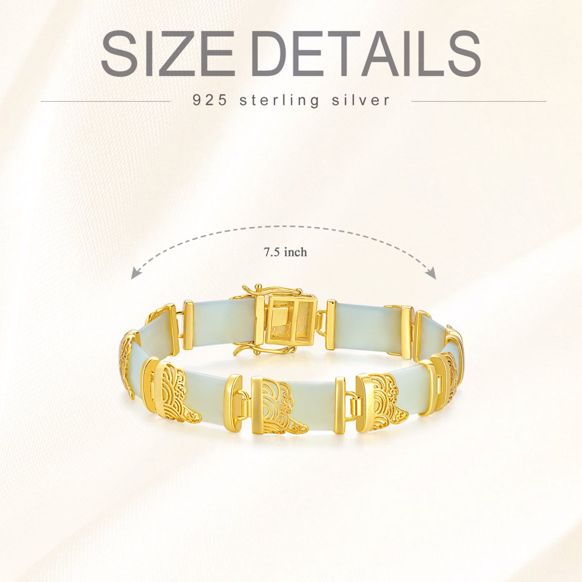 Armband aus Sterlingsilber mit gelbvergoldetem Jadewolken-Anhänger-6